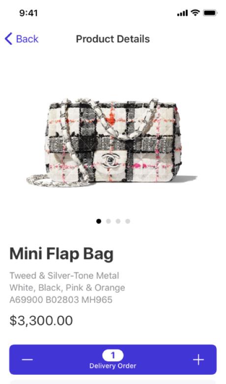 When viewing a product's details, a quantity of the product can be added for a delivery order.
