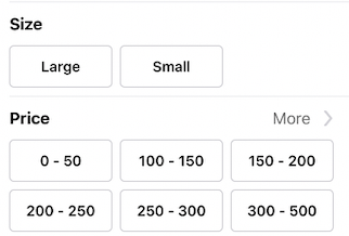 When buttons are used, filters are displayed graphically and can be selected.