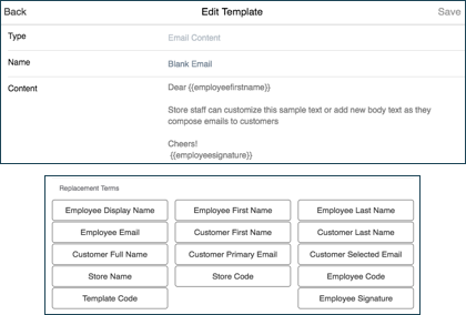 This image displays the user interface where a list of terms can be replaced within the template.