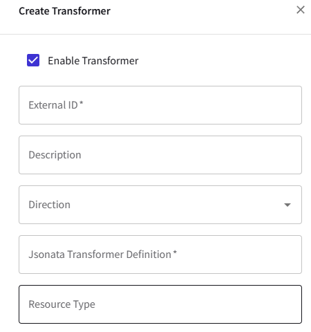 Create Transformer dialog